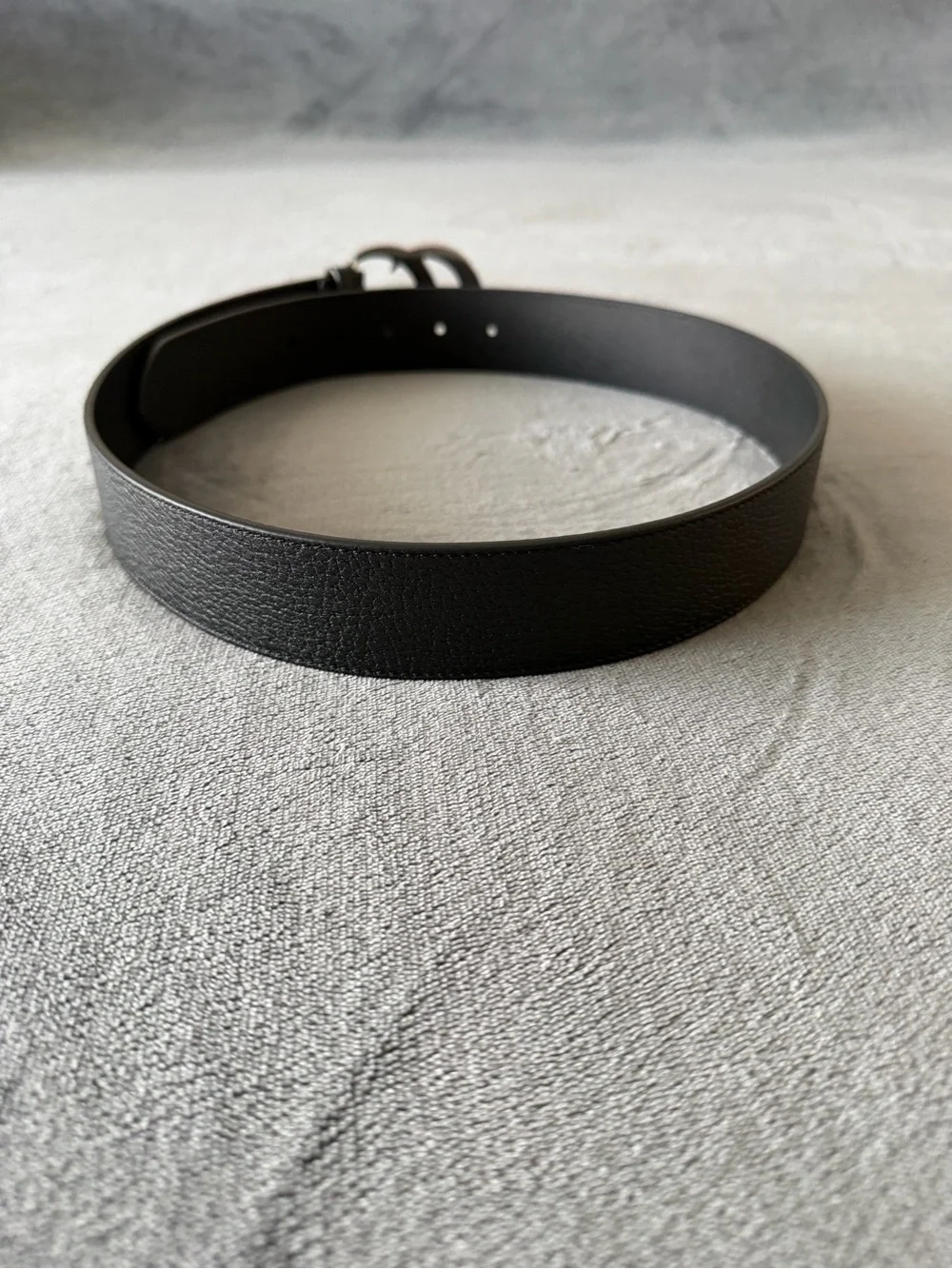 Gucci Double G Buckle Black Leather Men's Belt Size 85/34